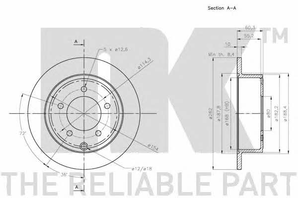 NK 209330 Rear brake disc, non-ventilated 209330