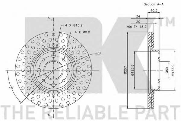 NK 209921 Front brake disc ventilated 209921