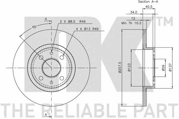 NK 209932 Unventilated front brake disc 209932