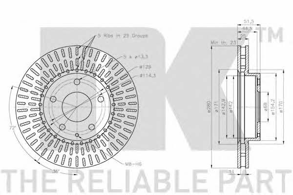 NK 203281 Front brake disc ventilated 203281