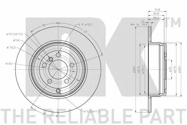 NK 204047 Rear brake disc, non-ventilated 204047