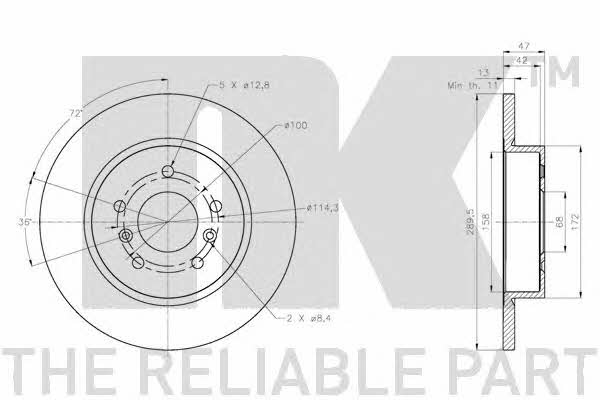 NK 202291 Rear brake disc, non-ventilated 202291