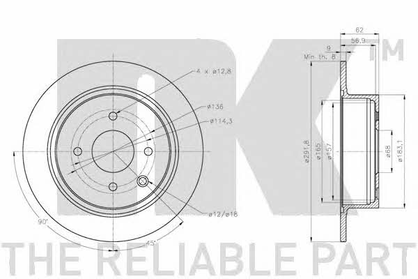 NK 202284 Rear brake disc, non-ventilated 202284
