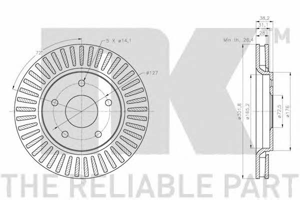 NK 209333 Front brake disc ventilated 209333