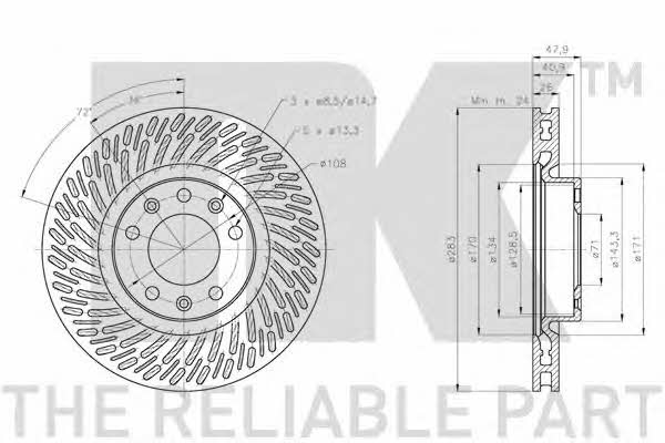 NK 203747 Front brake disc ventilated 203747