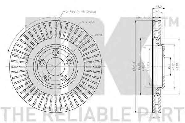 NK 311225 Front brake disc ventilated 311225