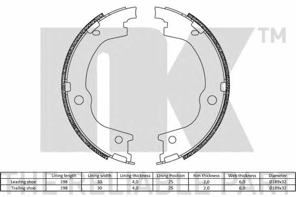 NK 2734845 Parking brake shoes 2734845