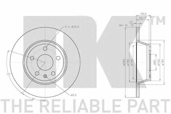 NK 3147168 Rear brake disc, non-ventilated 3147168