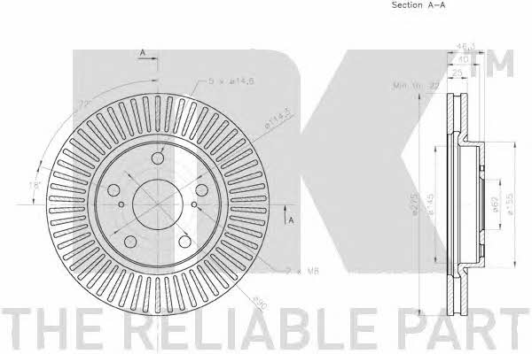 NK 3145173 Front brake disc ventilated 3145173