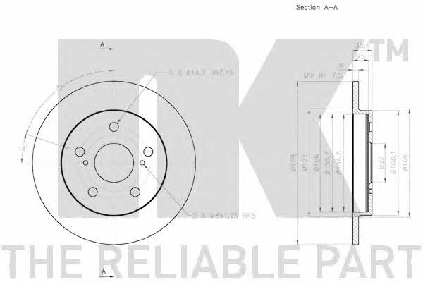 NK 2045124 Rear brake disc, non-ventilated 2045124