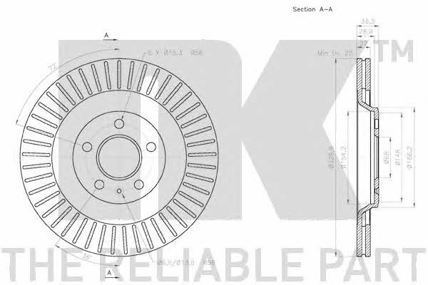 NK 2047130 Rear ventilated brake disc 2047130