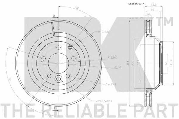 NK 2047138 Rear ventilated brake disc 2047138