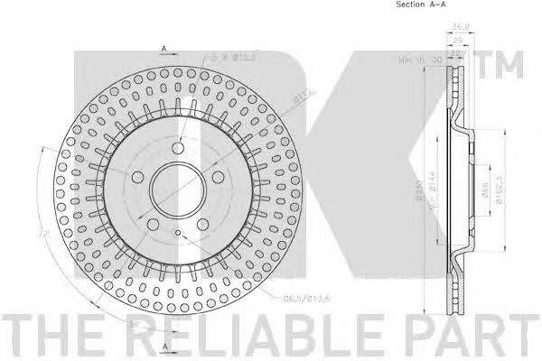 NK 2047156 Rear ventilated brake disc 2047156
