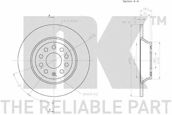 NK 2047160 Rear brake disc, non-ventilated 2047160