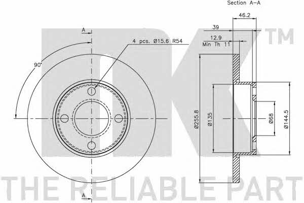 NK 204718 Unventilated front brake disc 204718