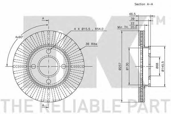 NK 204719 Front brake disc ventilated 204719