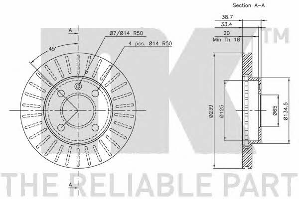 NK 204724 Front brake disc ventilated 204724