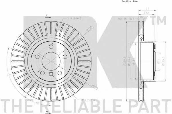 NK 2015105 Rear ventilated brake disc 2015105