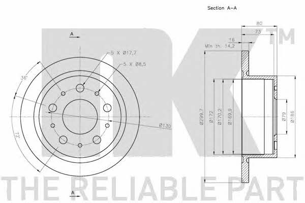 NK 311946 Rear solid brake disc 311946 311946 NK Rear solid brake disc