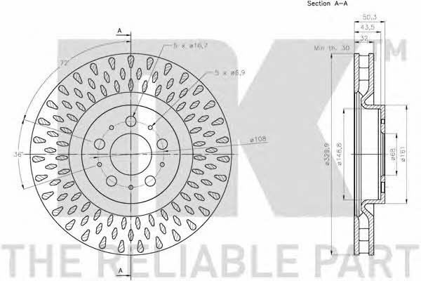 NK 204866 Front brake disc ventilated 204866