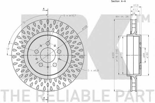 NK 204867 Rear ventilated brake disc 204867