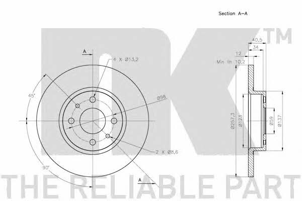 NK 312365 Unventilated front brake disc 312365