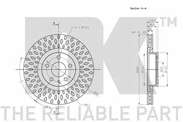 NK 312367 Front brake disc ventilated 312367