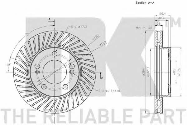 NK 205703 Front brake disc ventilated 205703