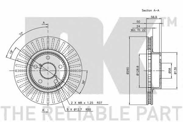 NK 314403 Front brake disc ventilated 314403