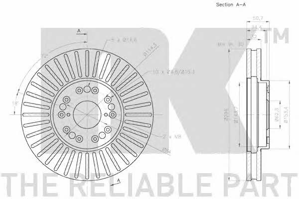 NK 2045165 Front brake disc ventilated 2045165