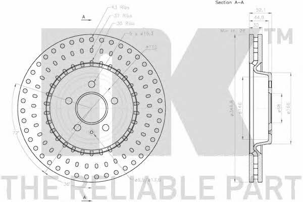 Front brake disc ventilated NK 2047154