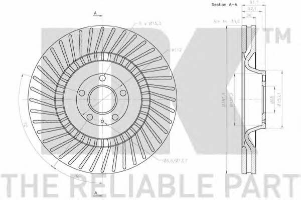 NK 2047159 Front brake disc ventilated 2047159