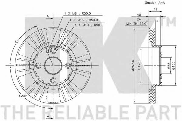 NK 313235 Front brake disc ventilated 313235