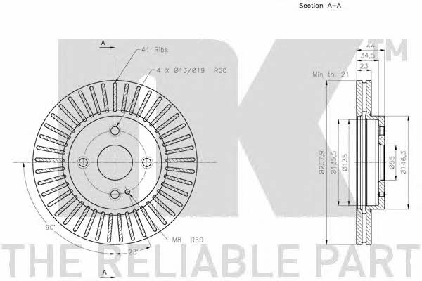 NK 313267 Front brake disc ventilated 313267