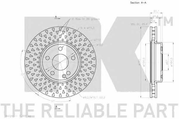 NK 3133112 Front brake disc ventilated 3133112