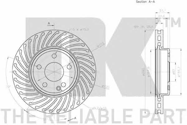 NK 3133125 Front brake disc ventilated 3133125