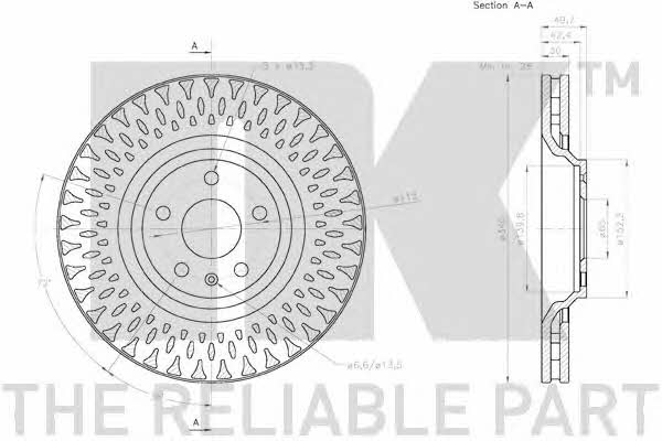 NK 3147162 Front brake disc ventilated 3147162