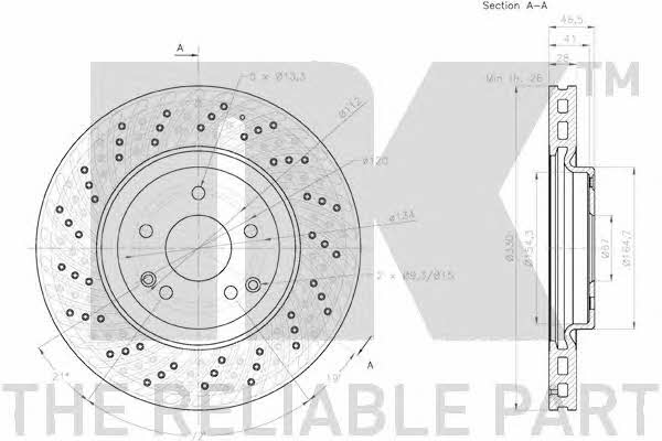 NK 2033117 Front brake disc ventilated 2033117