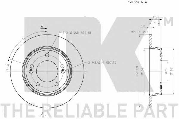 NK 203446 Rear brake disc, non-ventilated 203446