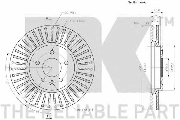 NK 203675 Front brake disc ventilated 203675