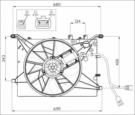 Hub, engine cooling fan wheel NRF 47460