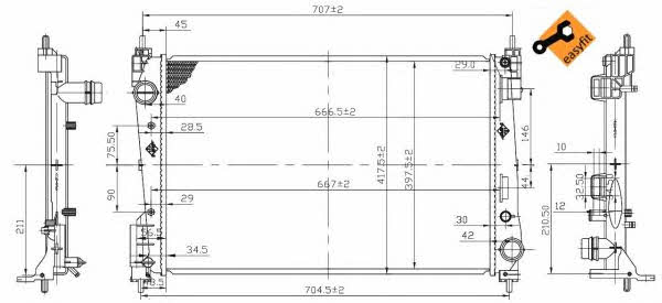 Engine cooling radiator NRF 53455