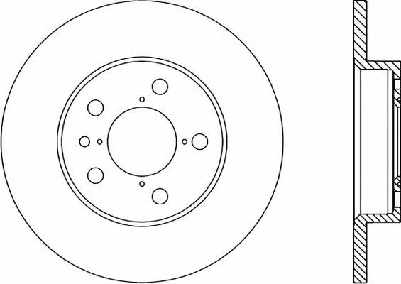 Open parts BDR1662.10 Rear brake disc, non-ventilated BDR166210