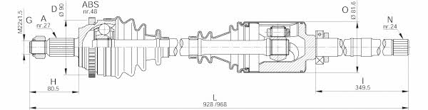 Open parts DRS6244.00 Drive shaft DRS624400