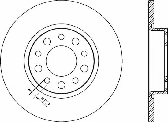 Open parts BDR2248.10 Rear brake disc, non-ventilated BDR224810