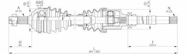 Open parts DRS6221.00 Drive shaft DRS622100