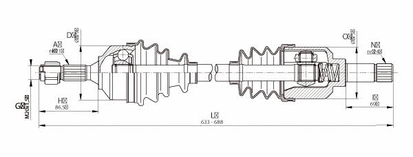 Open parts DRS6336.00 Drive shaft DRS633600