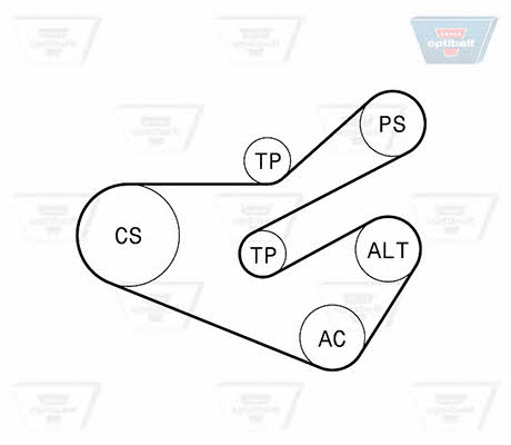 Drive belt kit Optibelt 6 PK 1740KT2