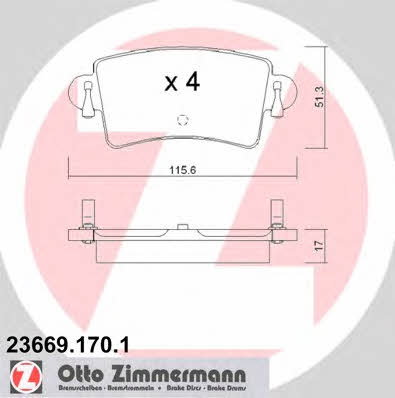 Otto Zimmermann 23669.170.1 Brake Pad Set, disc brake 236691701