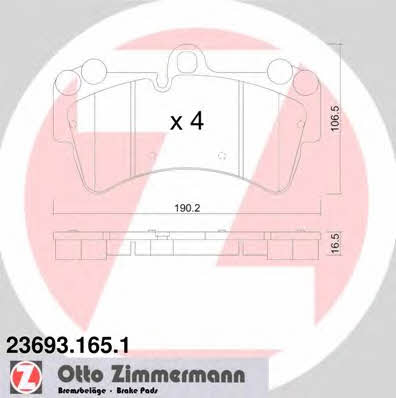 Otto Zimmermann 23693.165.1 Brake Pad Set, disc brake 236931651